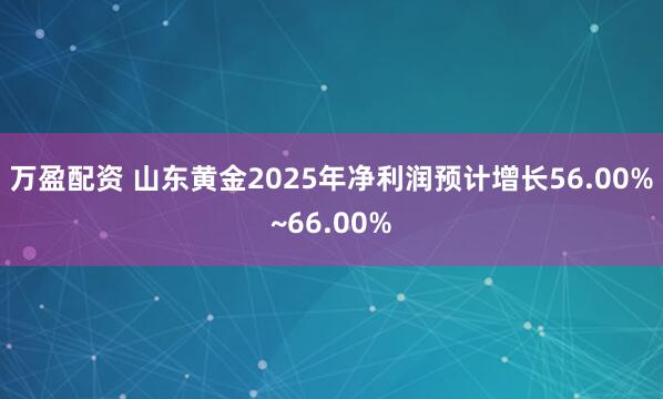 万盈配资 山东黄金2025年净利润预计增长56.00%~66.00%